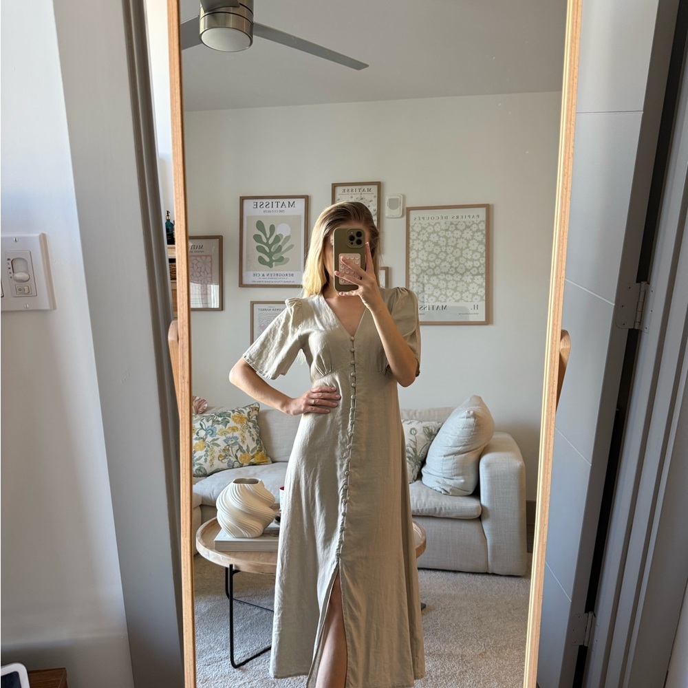 Mango Light Tan Midi Dress